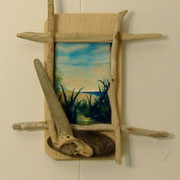 Beach Path, (sold) 3” x 5”, Driftwood Frame