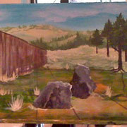 The Juniper tree on the right gets bigger and more defined
