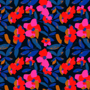 Fleurs rouges fond noir - Oeko Tex