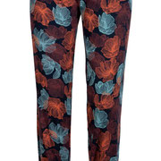 Pyjamabroek Aveline in 100% bio-katoen fijne rib, donkere bloesems, Living Crafts, beschikbaar in de maten S, M, L en XL, prijs: 32,99 €