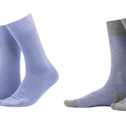 Sokken Arni in 98% bio-katoen met 2% elastaan, per 2 paar verpakt, azuurblauw en grijs/azuurblauw gestreept, Living Crafts, beschikbaar in de maat 39-42, prijs: 14,99 €