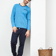 Pyjama Colin, marine-/azuurblauw, Living Crafts