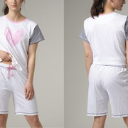 Pyjamashort in 100% bio-katoen jersey, wit/blauw, Comazo Earth, beschikbaar in de maten S, M en L, prijs: 17,95 €