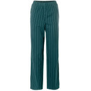 Pyjamabroek Scarabea in 100% bio-katoen flanel, donkerblauw met krijtstreep, Living Crafts, beschikbaar in de maten 40 en 42; prijs: 39,99 €