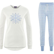 Pyjama Davina in 100% bio-katoen interlock, ijsblauw, Living Crafts, beschikbaar in de maten XS, S en L, prijs: 59,99 €