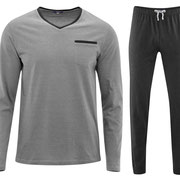 Pyjama Colin in 100% bio-katoen tricot, steengrijs/anthraciet, Living Crafts, beschikbaar in de maten S, M, L, XL en XXL, prijs: 54,99 €