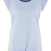 Nachthemd Gina in 100% bio-katoen jersey, lichtblauw met donkerblauwe stippen, Living Crafts, beschikbaar in de maten XS, S, M, L en XL, prijs: 19,99 €