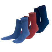 Sokken Ante in 100% bio-katoen, per 3 paar verpakt, blauw/rood/marineblauw, Living Crafts, beschikbaar in de maten 37-38, 39-40, 41-42, 43-44 en 45-46, prijs: 19,99 €
