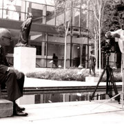 Dawoud Bey and Philip Johnson in MoMA's Garden