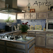 meubles peints cuisine après