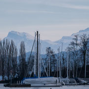 Luzerner Hafen mit Alpen im Hintergrund