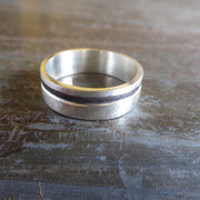 Bague argent 925 texturée et oxydée