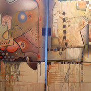 Ein Paar namens Hillner, Öl auf Leinwand, Diptichon mit je 35 X 75 cm