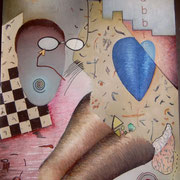 Meine Scrabble-Freundin, Öl auf Papier, 50 x 70 cm