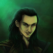 Mischief - A painting of Loki and his wonderful, evil grin <3