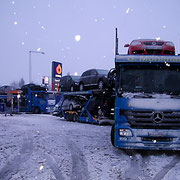 Mein LKW war ganz schön mit Eis und Schnee bedeckt es waren auch durchschnittlich -20/-44 Grad