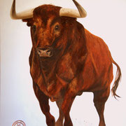 peinture-corrida-toro-de-combat-espagnol-artiste-sylvie-roussel-meric