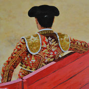 peinture-tauromachie-nimes-toreador-rouge-roussel-meric-art