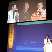 石森さんにもステージに上がってもらい牡蠣の話しを