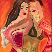 Deux Femmes Fond Orange - Collection privée.