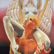 Assumption of Mary Magdalene  oil on Canvas Robert Quackenbush approx 46"x53"