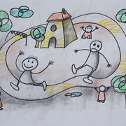 “Il giro della casa” - tecnica mista su carta Fabriano, cm. 33 x 48