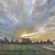 “Prime luci sulla Padana” - olio su tela, cm. 40 x 50