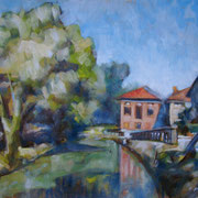 “Luci e colori lungo la Martesana” - olio su tavola cm. 30 x 40 - Bresso, collezione privata
