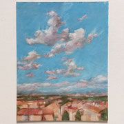 “Nuvole su Cernusco”, olio su faesite, cm. 35 x 45