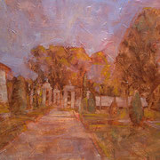 “Ai Giardini all"Italiana a Cernusco”, olio su tavola, cm. 40 x 53