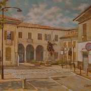 “Piazza IV Novembre”, olio su tela, cm. 30 x 40