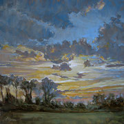“Campagna lombarda, tramonto a Pioltello” - olio su tela cm. 60 x 60 - Cernusco sul Naviglio, collezione privata