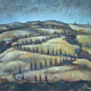 “La via che sale” - tecnica mista su tela trasportata su tavola cm. 40 x 50