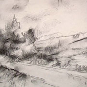 “Val di Fiemme a Cavalese” - carboncino su carta cm. 21 x 29,7 – € 70,00