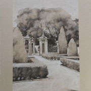 “Ai Giardini all’Italiana” - tecnica mista su carta Clairefontaine, cm. 29,7 x 42