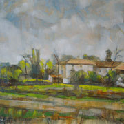 “Cascine a Vignate, autunno” - olio su tavola cm. 30 x 40 - Cernusco sul Naviglio, collezione privata