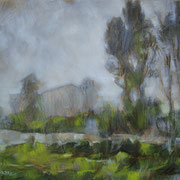 “Nebbia a Cernusco” - olio su tavola cm. 24 x 30 - Caponago, collezione privata