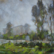 “Nebbia a Cernusco” - olio su tavola cm. 24 x 30 - Caponago, collezione privata