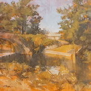 “Sulla Martesana”, olio su tela, cm. 50 x 50 