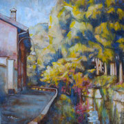 “La curva di Santa Maria” - tecnica mista su tavola cm. 40 x 40 - Rovigo, collezione privata
