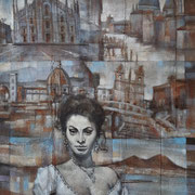“Souvenir d’Italie”, tecnica mista su tela, cm. 40 x 50