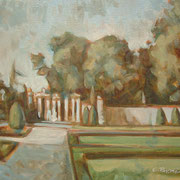 “Giardini all’italiana”, studio - olio su tavola cm. 30 x 24 - Caponago, collezione privata