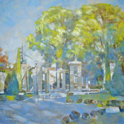 “Dopo la pioggia, ai Giardini all’Italiana” - olio su tela cm. 50 x 50 – Cernusco sul Naviglio, collezione privata