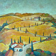 “Paesaggio toscano” - acrilico su tela cm. 80 x 120 - Monza, collezione privata