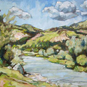 “Sull’Avisio, a Cavalese” - olio su cartone telato cm. 30 x 40 - Cernusco sul Naviglio, collezione privata