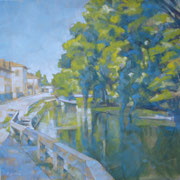 “La Martesana a Cernusco” olio su tela cm. 50 x 50 – Cernusco sul Naviglio, collezione privata