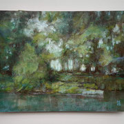 “Sul naviglio”, olio su faesite, cm. 35 x 45 x 0,2