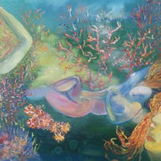 Le rêve, huile sur toile 90 x 110 cm  (partie d'un triptyque)