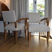 Paire de fauteuils bridge restaurés avec des tissus de la Maison Casal