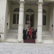Carl Grouwet. Barbara Wiench, Marina Schuster, Barbara Til, Sandra Badelt, Beat Wismer; Paris, Palais Beauharnais, Residenz des Deutschen Botschafters; Pressekonferenz Zusammenarbeit SMKP-Musée d'Orsay